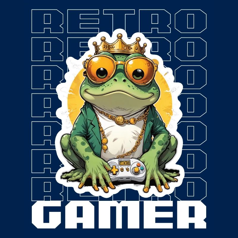 Retro Gamer Frog with Controller Console Games