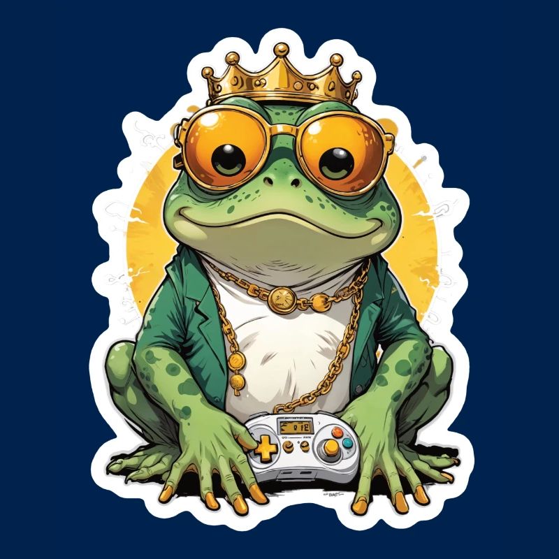 Retro Gamer Frog with Controller Console Games