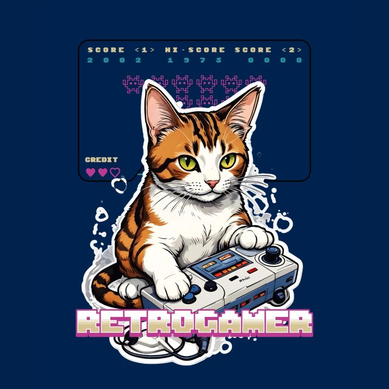 Retro Gaming Cat: Retrogamer with Controller
