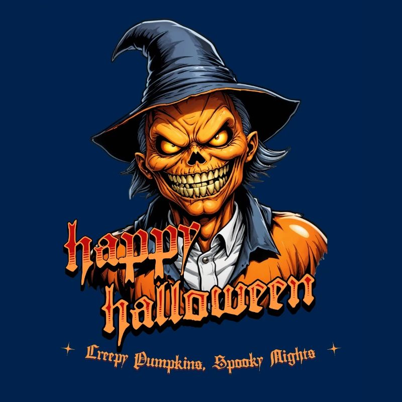Halloween Pumpkin Head with Witch Hat