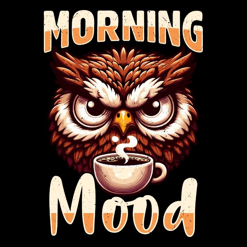 Mürrische Eule Mit Kaffee-morgenstimmung