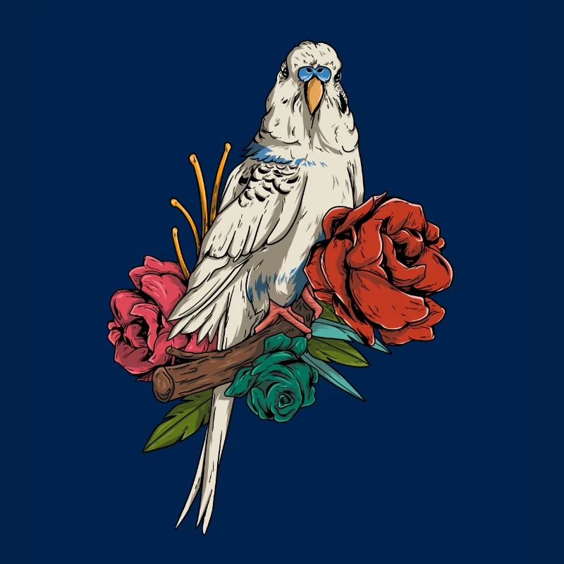 Perruche &Fleurs - Mignon Nature Budgerigar Bird