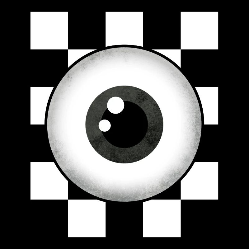 Weirdcore Aesthetic Black White Eyeball Checkered