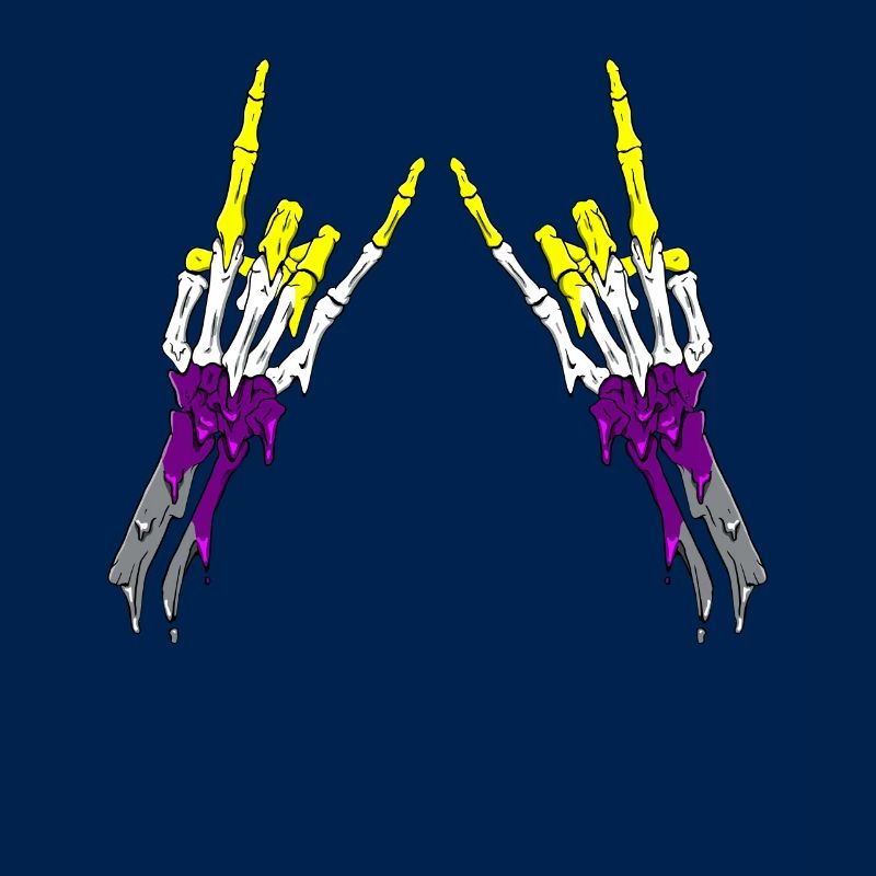 Non Binary Pride Flag Devil Horn Skeleton Subtle
