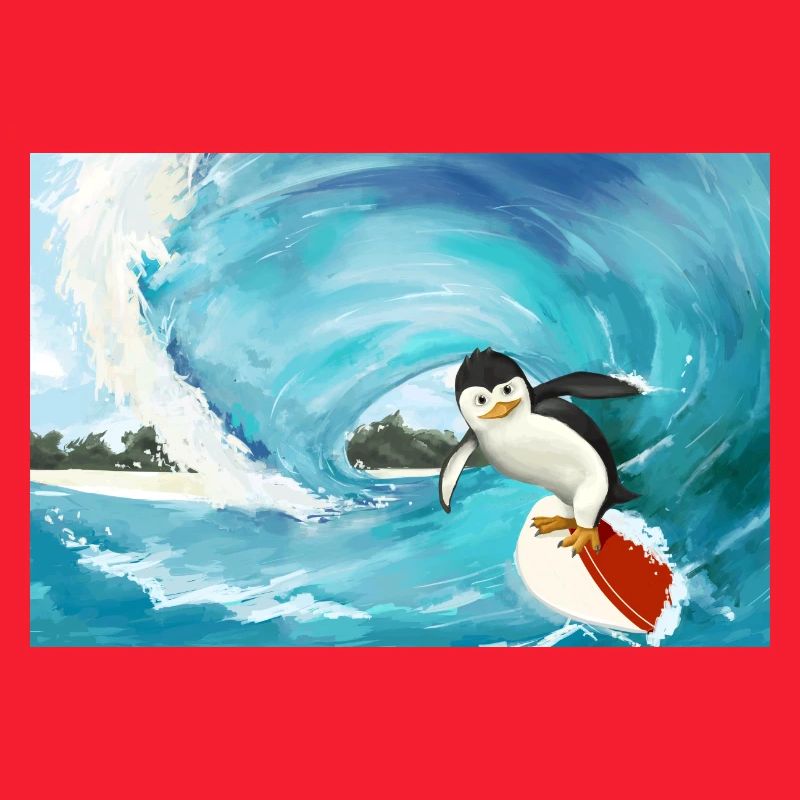 Affiche de pingouin de surf