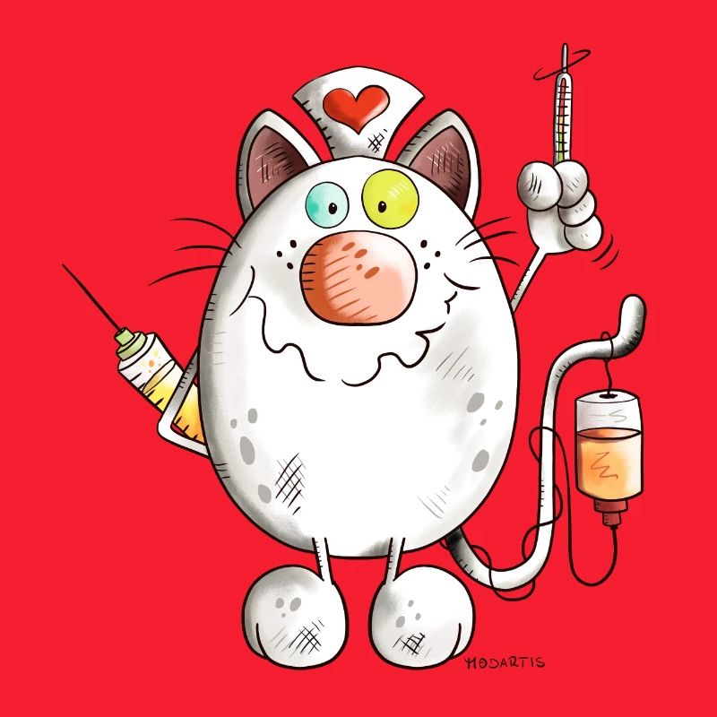 Krankenschwester Katze mit Herz - Comic