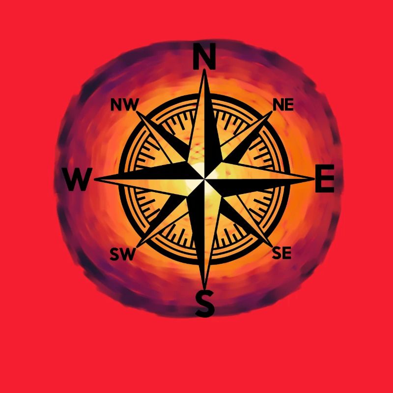 Sunset Windrose Compass Maritim Nautical