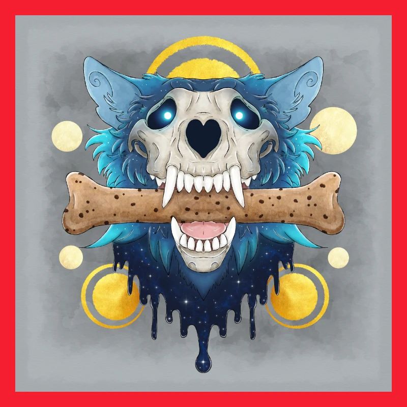 Hellhound Skull - Wolf Skull & Bone Cookie - Poster