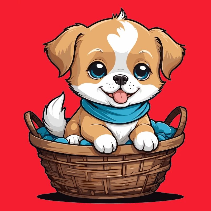 Chien mignon dans un panier pour chien
