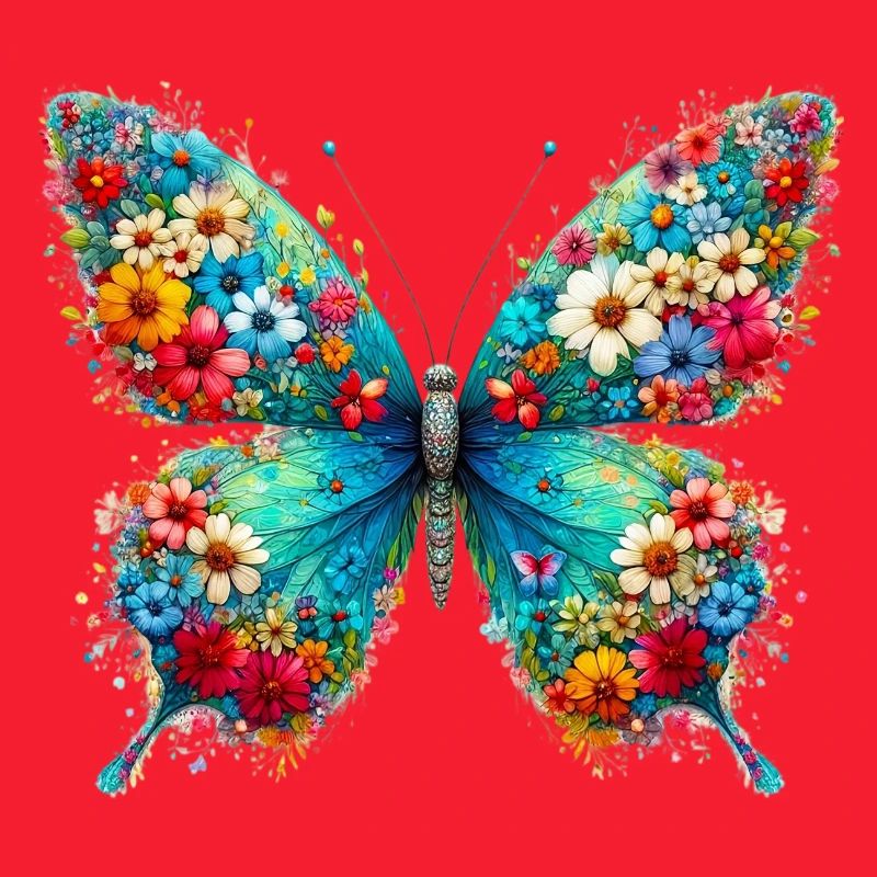 Papillon décoré de fleurs