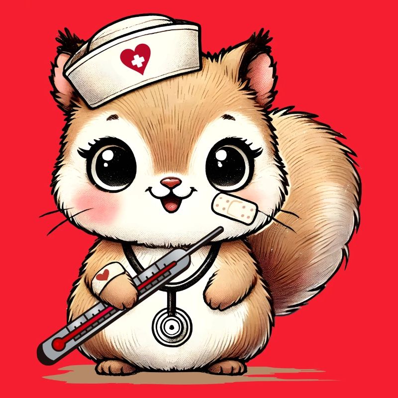 Bezauberndes Eichhörnchen als Krankenschwester