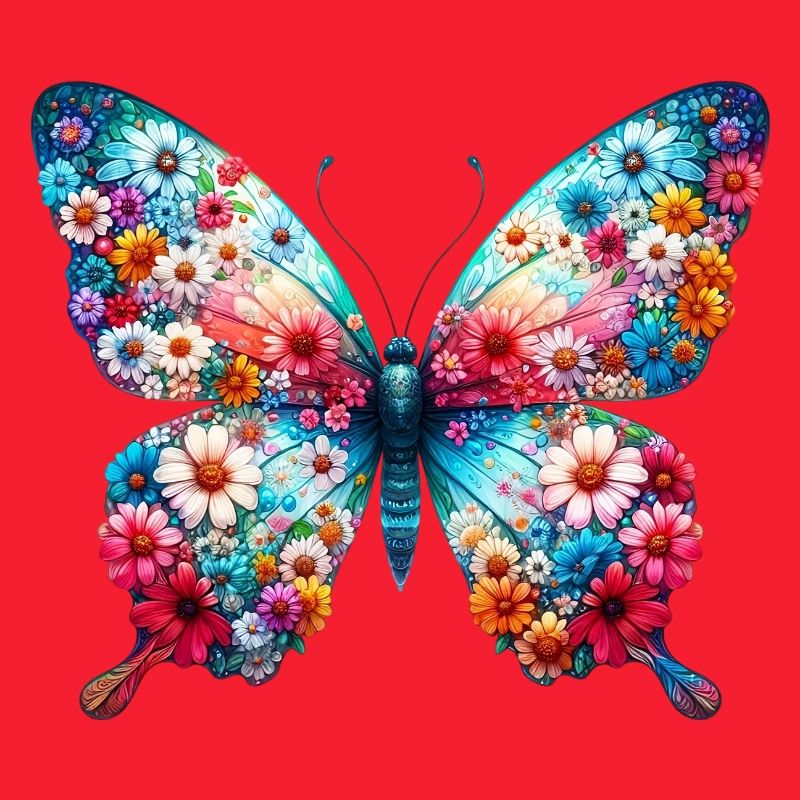 Papillon décoré de fleurs