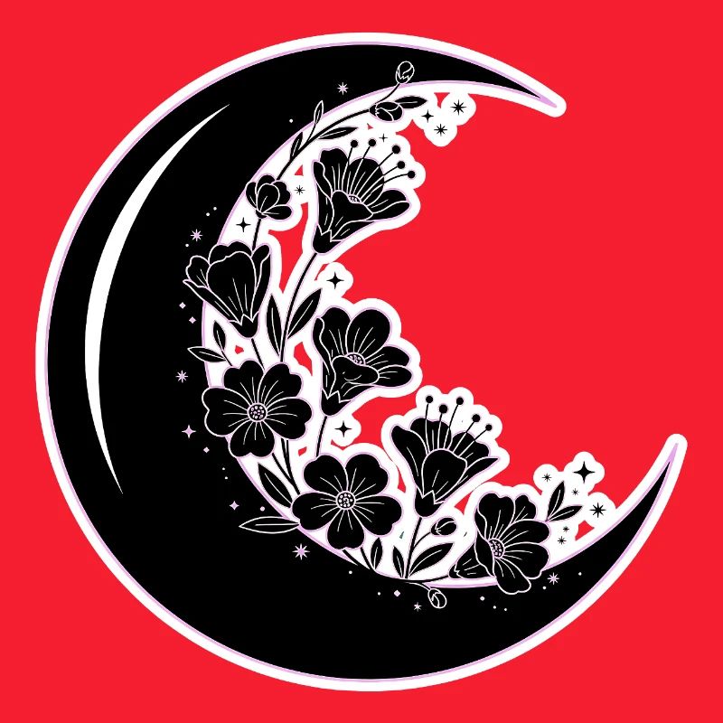 Illustration florale de la phase de lune
