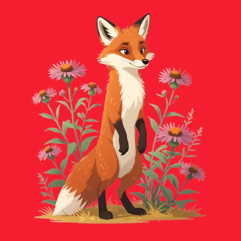 Fox with floral pattern illustration