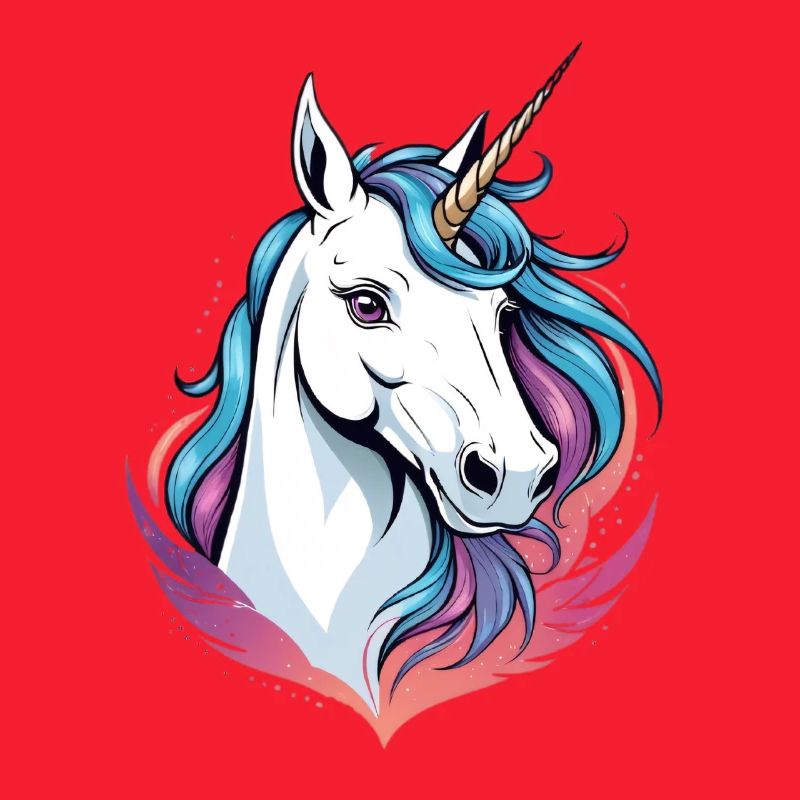 Magic unicorn head with colored mane