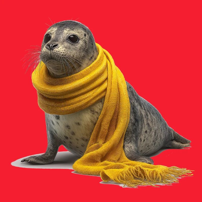 Phoque mignon avec écharpe jaune