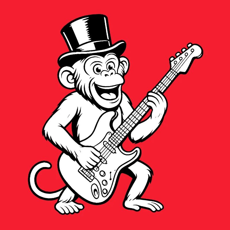 Cool Affe mit E-Gitarre im Retro Stil