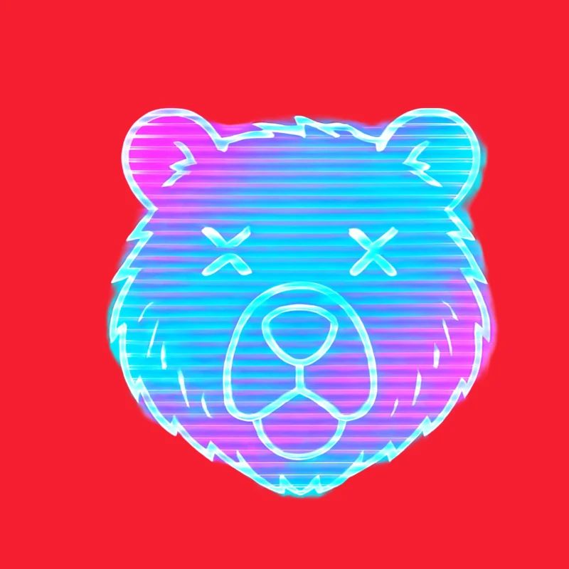 Neon Bear Head Gradient