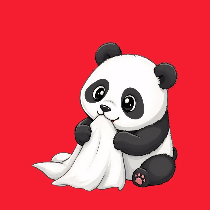 Bébé Panda avec une couette – Dessin animé mignon
