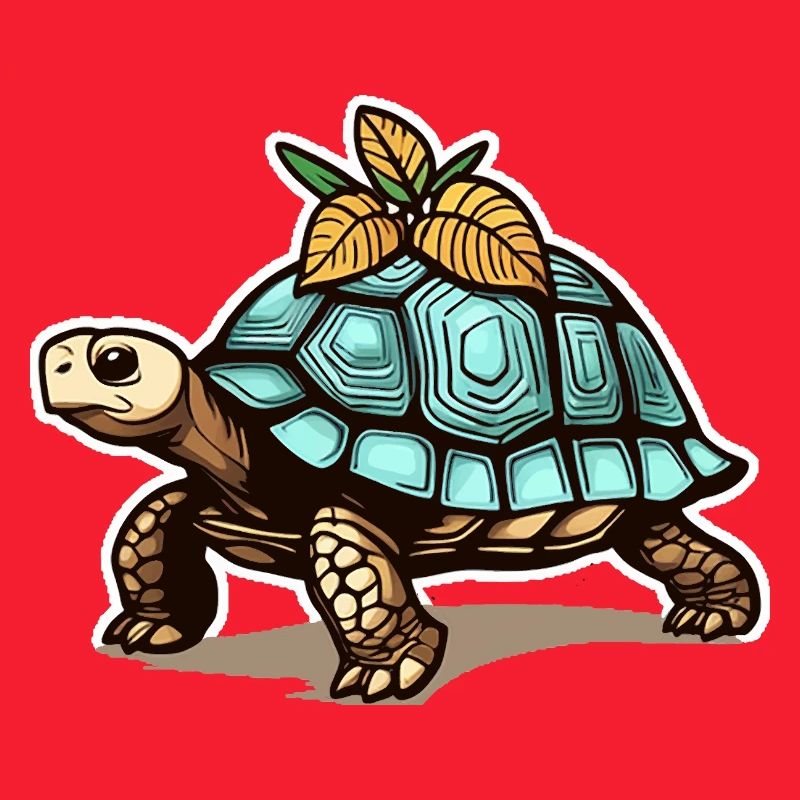 Turtle with blue shell & leaves