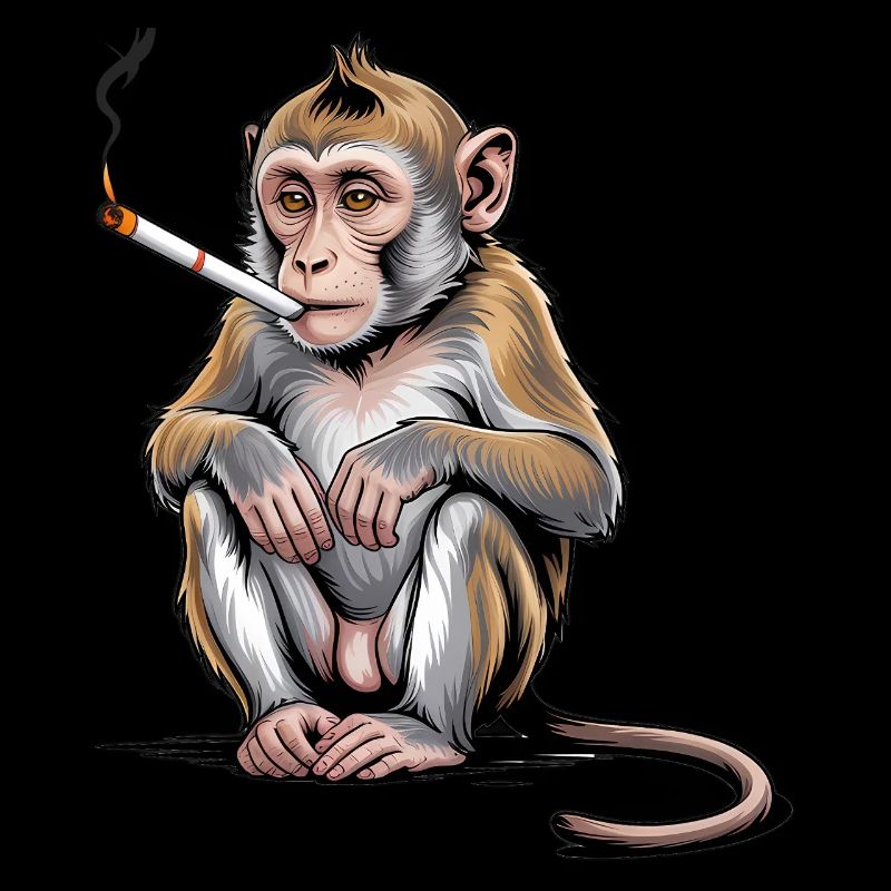 Smoking Monkey Cigarette - Funny T-Shirt