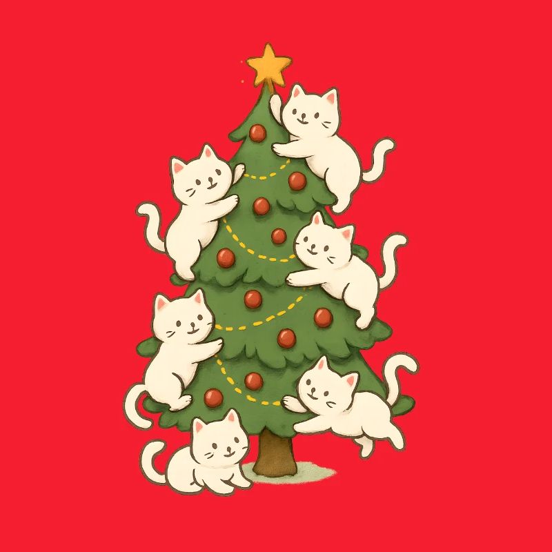 Chat, Arbre de Noël, Whimsy, Chatons