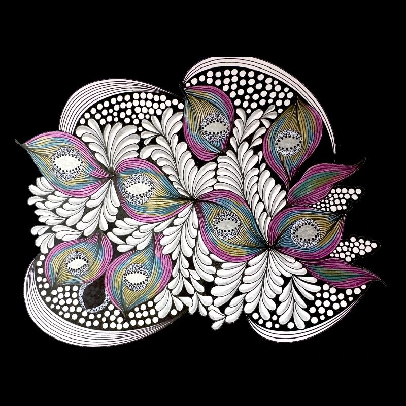 Peacock Feather Doodle Pattern