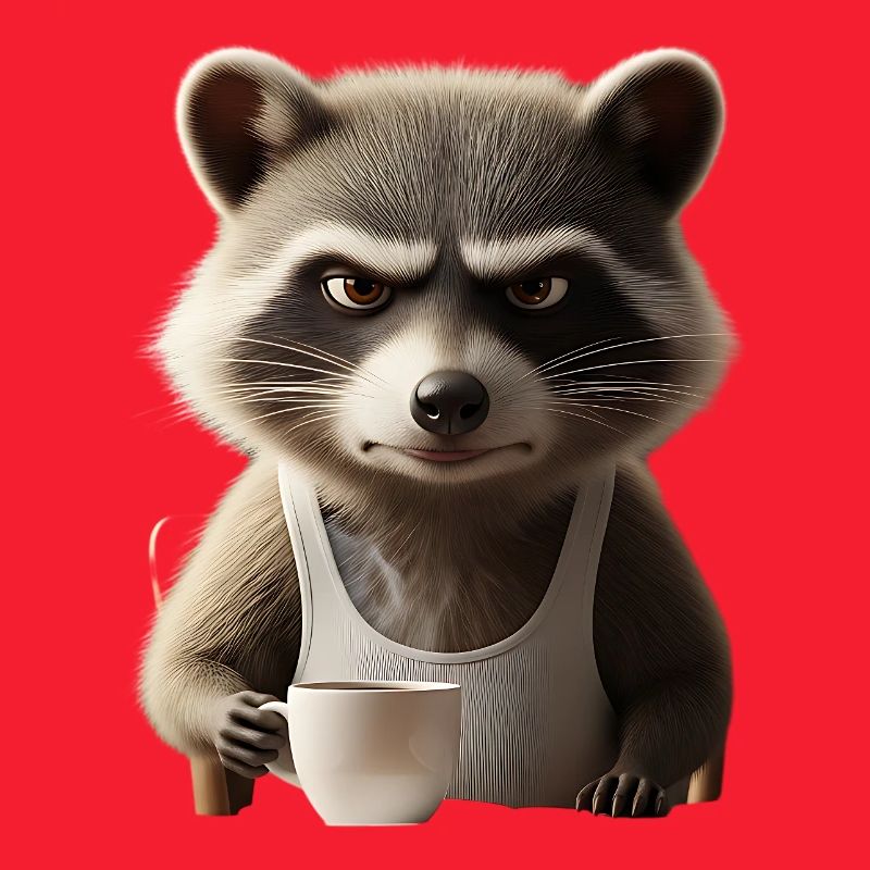 Grumpy Waschbär mit Kaffee – Morgenmuffel Design