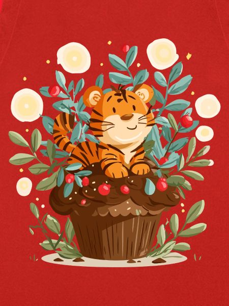 Kuscheltiger im Blumenkorb