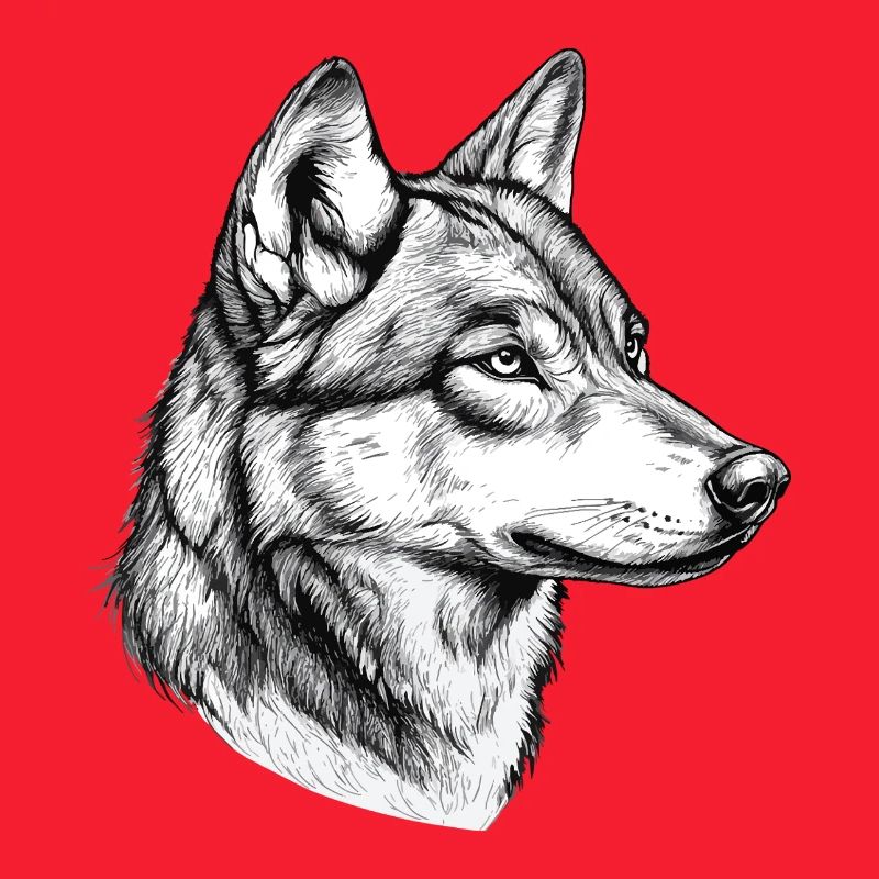 Wolf Wolf Head Black White Drawn Art