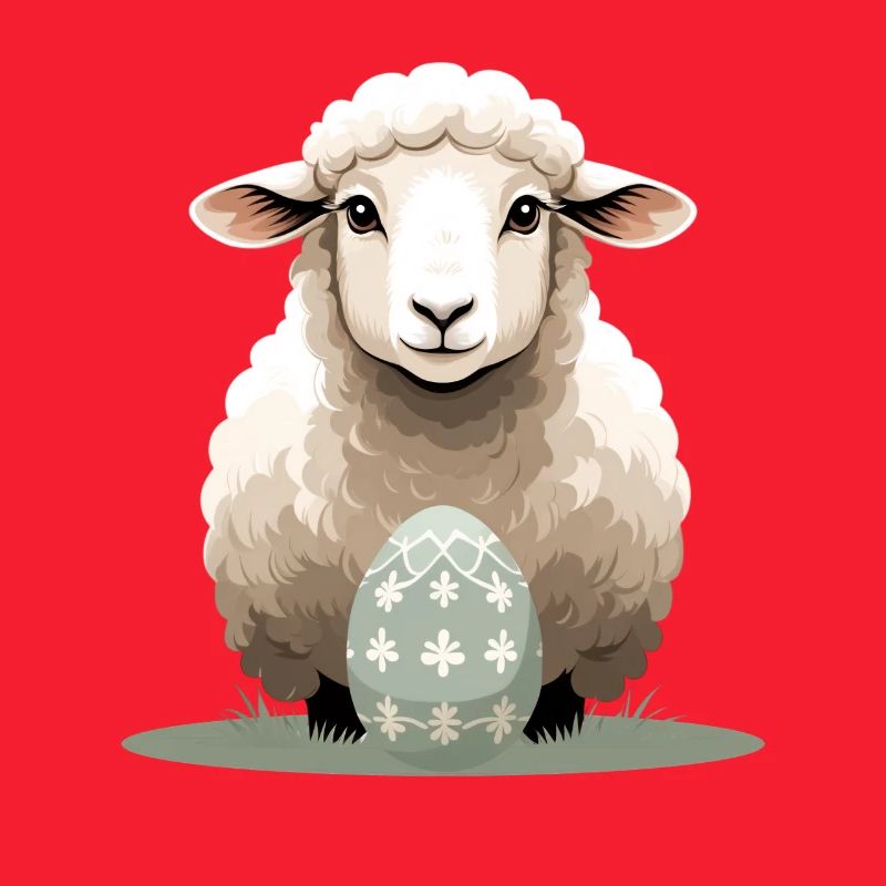 Cuddly lamb with Easter egg