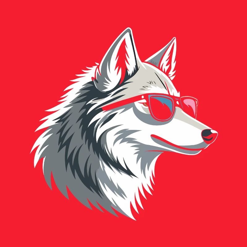 Wolf mit Brille im eisigen Stil