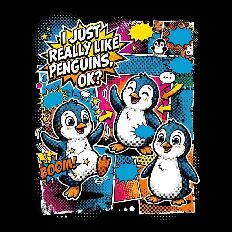 Pinguin Pop-Art Comic Kollage
