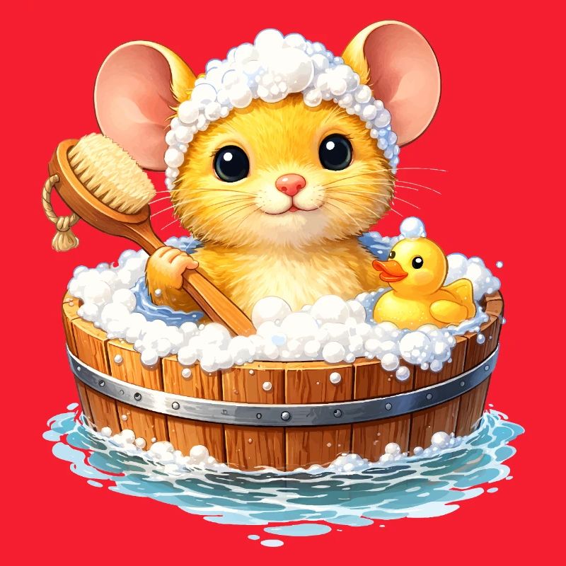 Cute mouse bathing