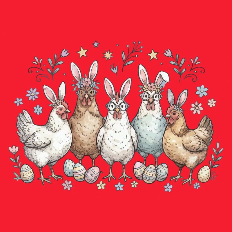 Easter bunny gang with eggs