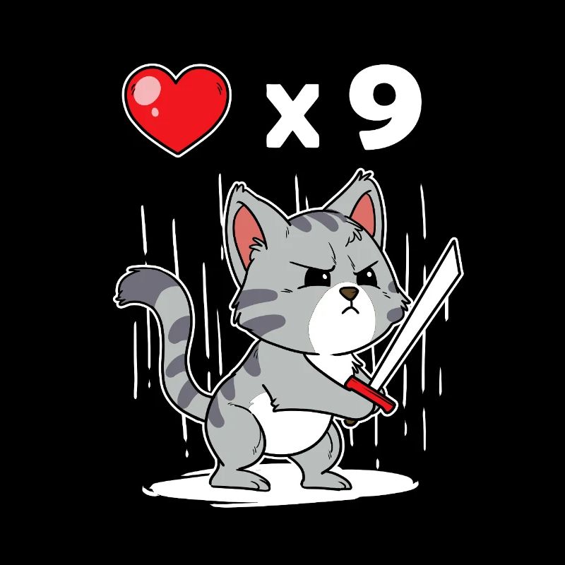Cute Gaming Cat Samurai Gamer Kitty