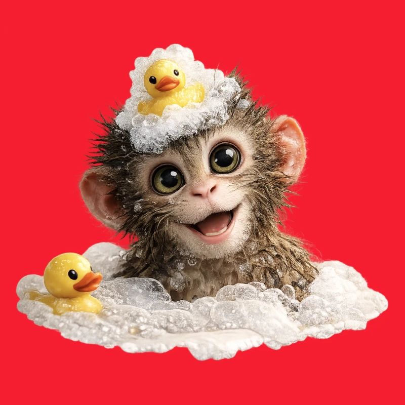Bathing Time Monkey with Rubber Duck