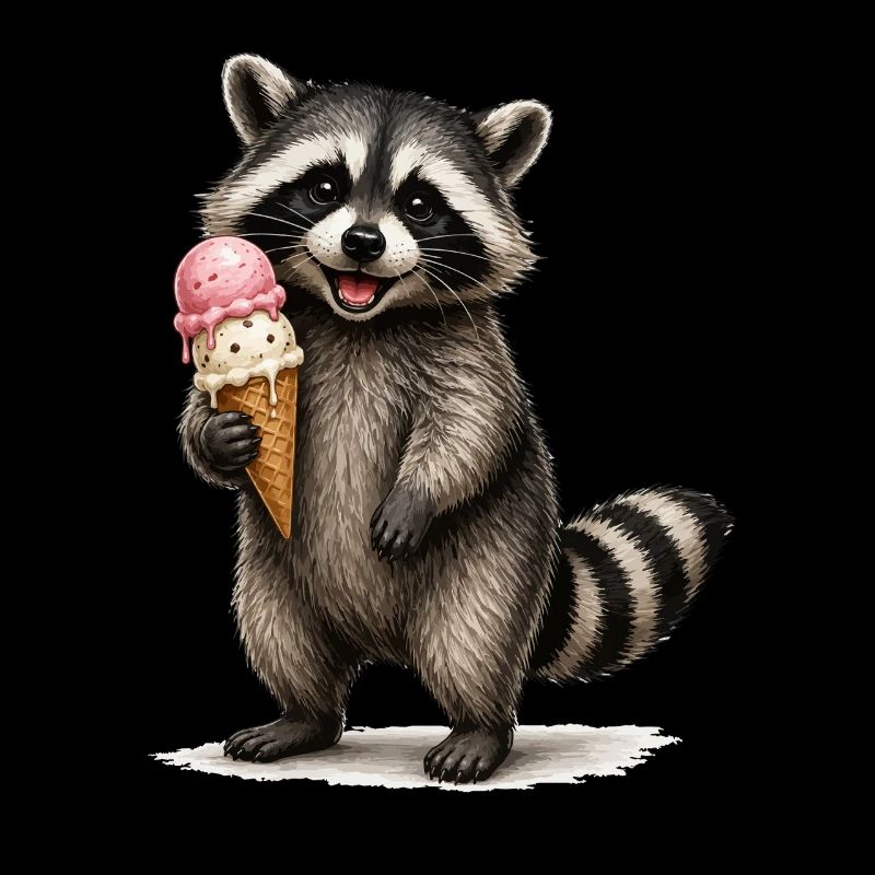 Waschbär mit Eiscreme