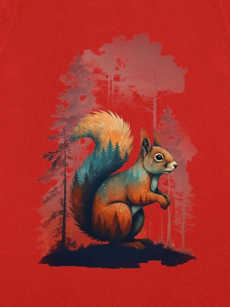 Lebendiges Eichhörnchen im Nebelwald