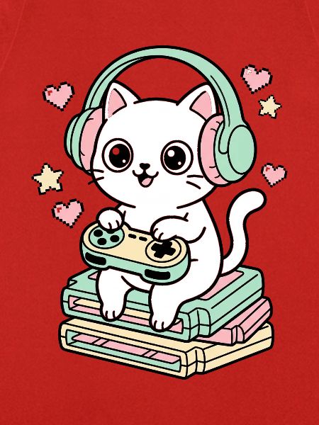 Pixel Paws – Gamer-Katze mit Headset
