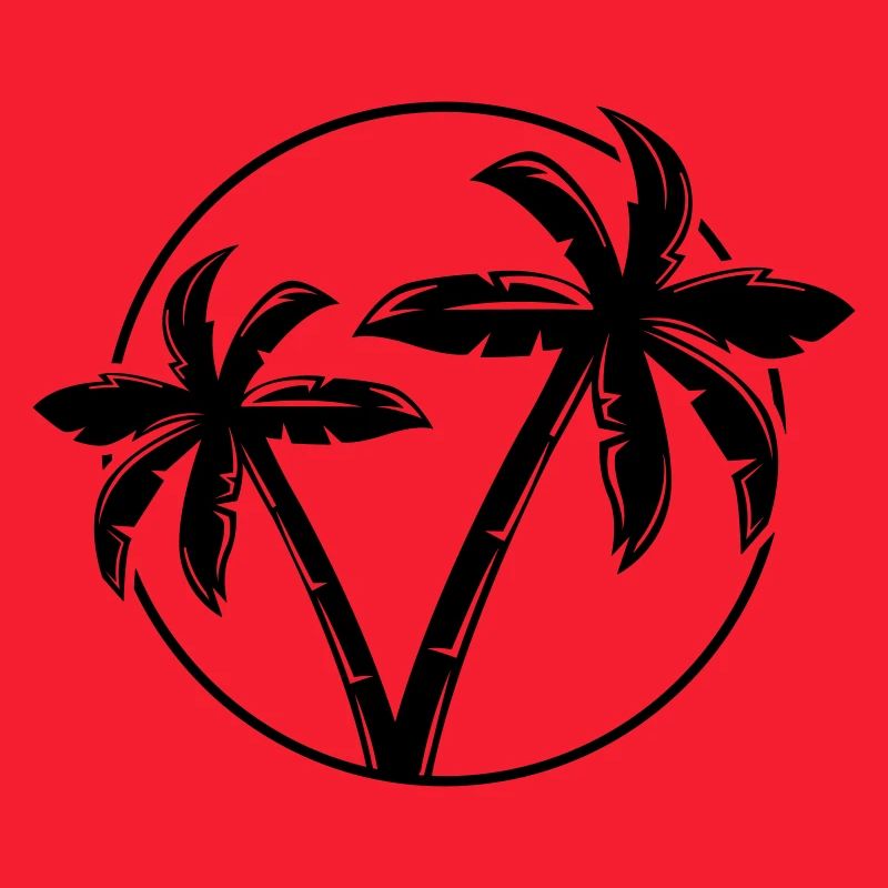 Palm Tree Silhouette Circle