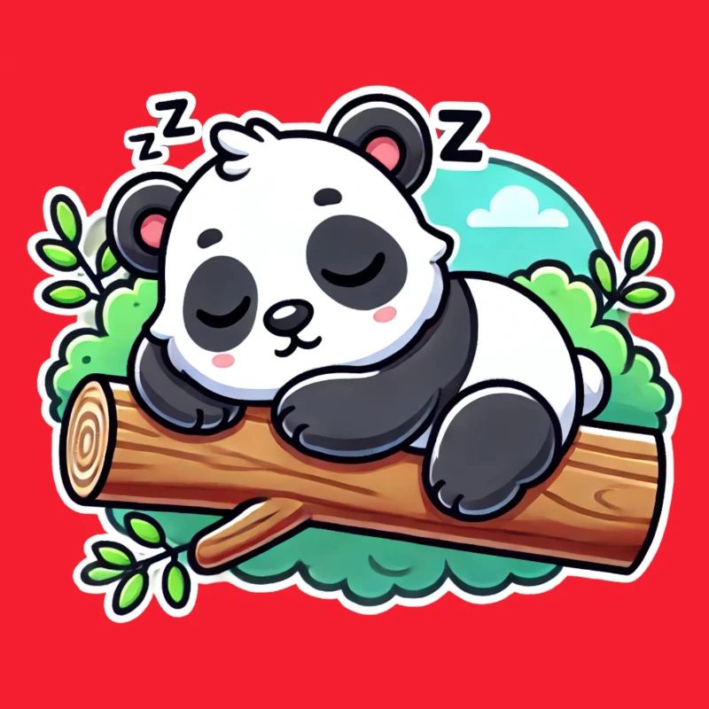 Sleeping panda on a branch