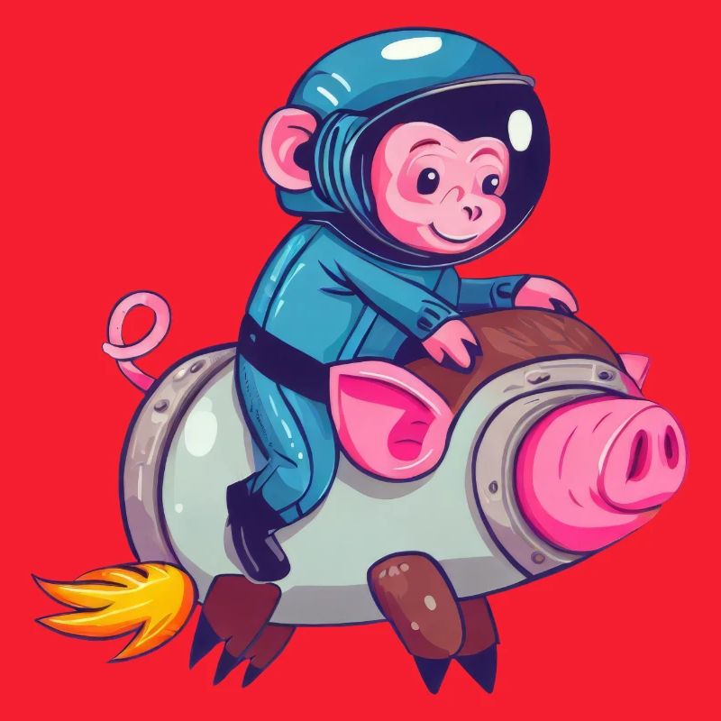 Schwein und Affe als Astronauten