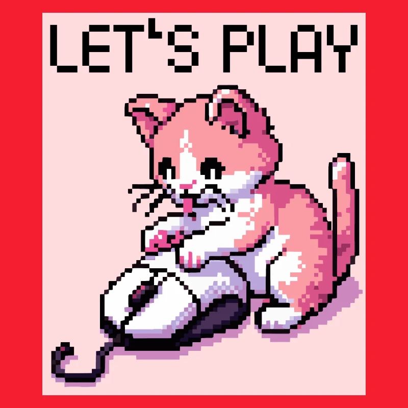COMPUTER GAMING MOUSE RETRO PIXELART PINK KATZE