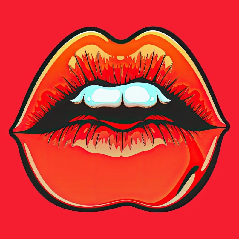 Teasing Red Lipstick Lips