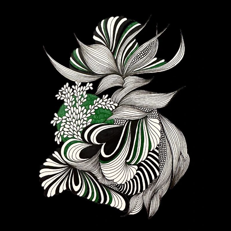 Green Lines Botanical Pattern