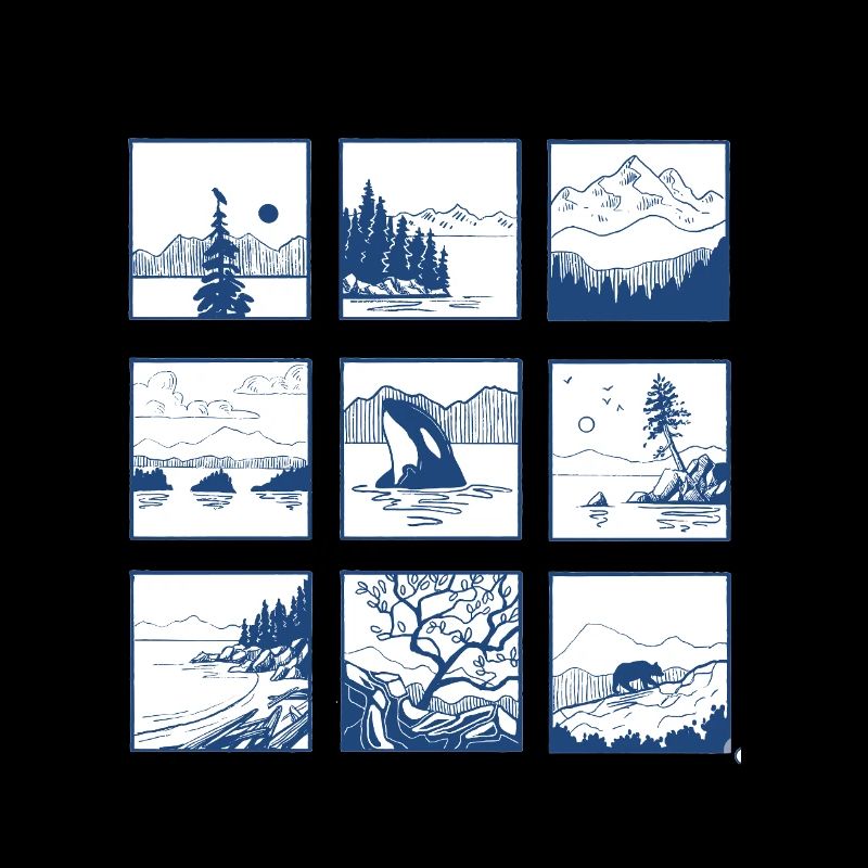 Blue Landscape Quartet Line Art
