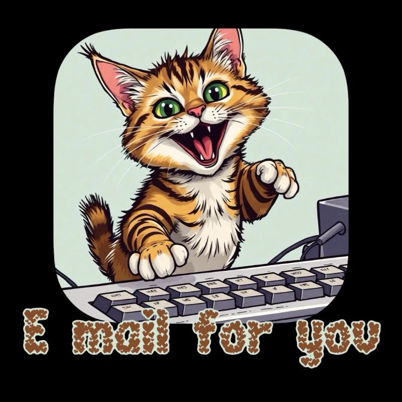 Katzenkomposition: Mailkätzchen am PC