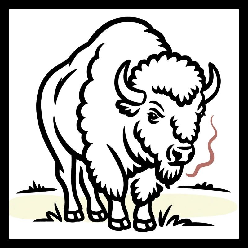 Bison mit Rauch auf dem Feld