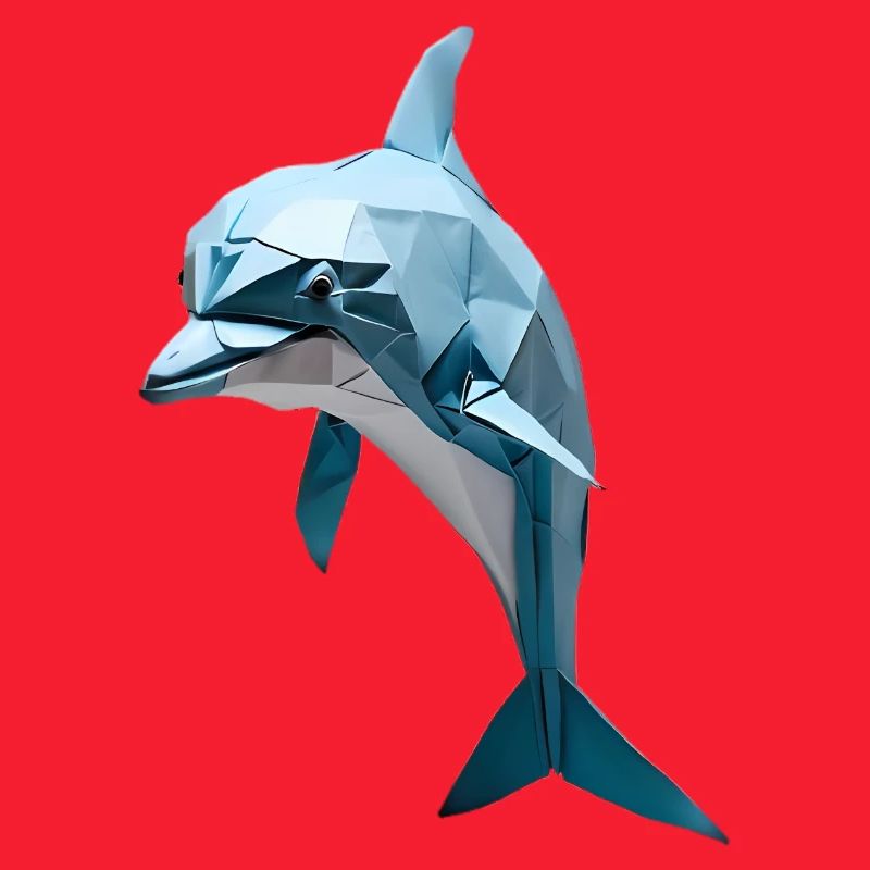 Blauer Low-Poly Delfin